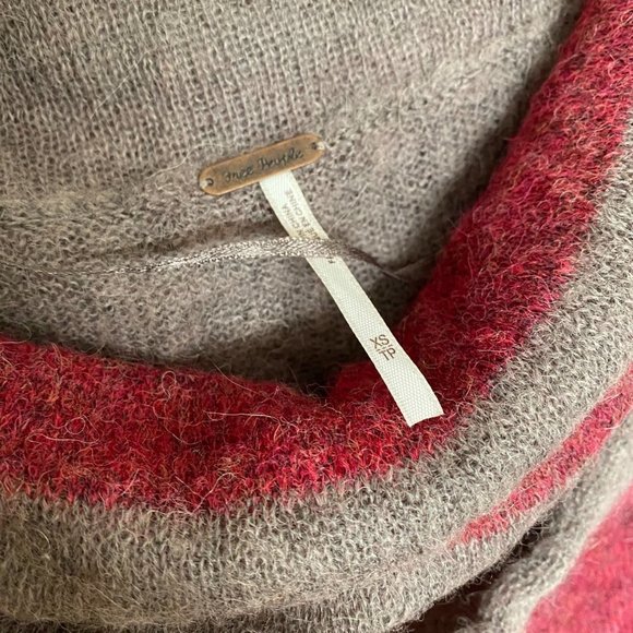 Free People Lulu Rugby cowl neck‎ maroon/striped alpaca nylon XS - Picture 5 of 8